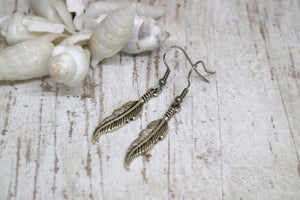 Silver bohemian feather earrings