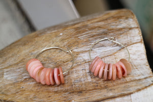 Pink shell silver earrings