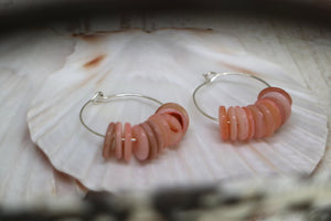 Pink shell silver earrings