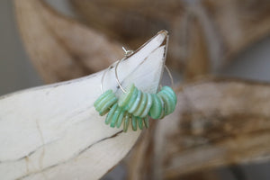 Green shell silver earrings