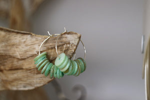 Green shell silver earrings