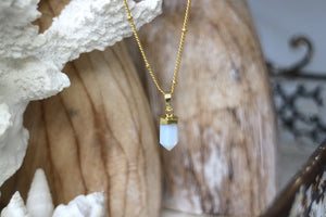 Opalite crystal point gold necklace