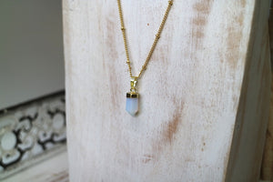 Opalite crystal point gold necklace