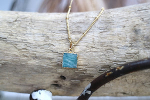 Amazonite gemstone gold necklace