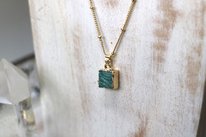Amazonite gemstone gold necklace