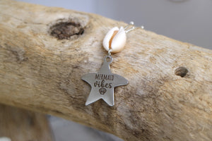 Silver cowrie shell and mermaid vibes starfish pendant necklace