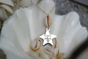 Silver cowrie shell and mermaid vibes starfish pendant necklace