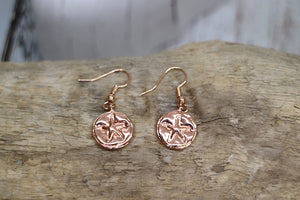 Rose gold starfish coin earrings