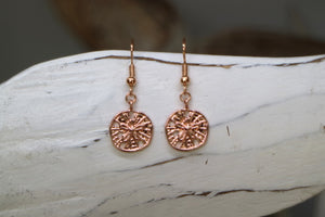 Rose gold sand dollar shell earrings