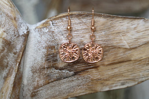 Rose gold sand dollar shell earrings