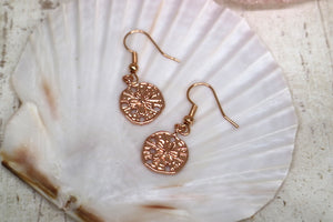 Rose gold sand dollar shell earrings