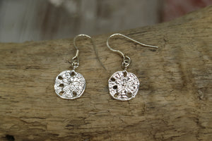 Silver sand dollar shell earrings