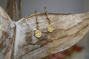 Gold cubic zirconia peace earrings