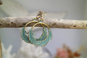 Blue Patina Bohemian Antique Copper Gold Earrings