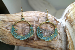 Blue Patina Bohemian Antique Copper Gold Earrings