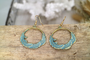 Blue Patina Bohemian Antique Copper Gold Earrings