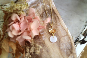 Childrens Gold Sunflower and Pearl Shell necklace