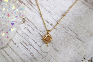 Childrens Gold Sunflower and Pearl Shell necklace