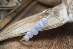Blue lace agate silver cuff bangle