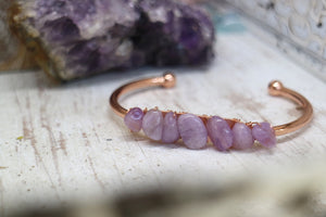 Amethyst rose gold cuff bangle