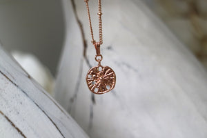Rose gold sand dollar shell necklace