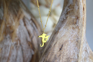 Gold seahorse necklace