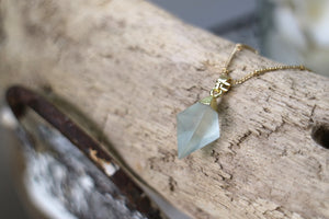Green fluorite gemstone gold necklace