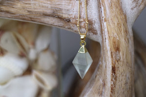 Green fluorite gemstone gold necklace