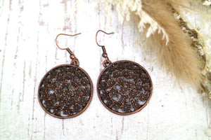 Bohemian antique copper flower earrings