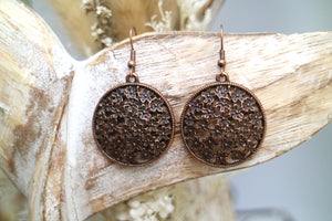Bohemian antique copper flower earrings
