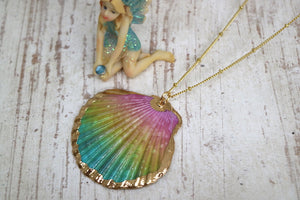 Children's rainbow shell gold necklace