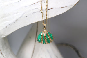 Children's green and gold shell necklace