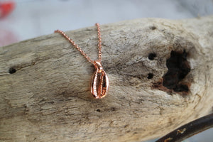 Rose gold cowrie shell necklace