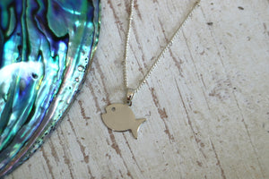 Children's rhodium plated (silver) fish necklace