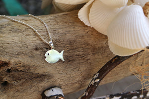 Children's rhodium plated (silver) fish necklace