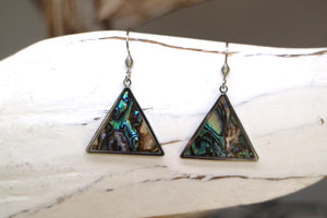 Stainless steel abalone shell triangle earrings