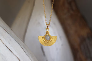 Moonstone gold bohemian necklace