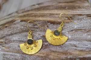 Labradorite gold bohemian earrings