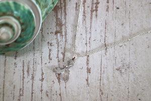 Rhodium silver whale tail necklace