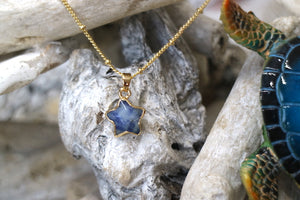Children's blue spot jasper gemstone star gold necklace