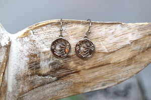 Rhodium silver sun and moon bohemian earrings