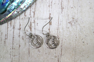 Rhodium silver sun and moon bohemian earrings