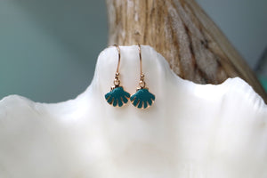 Children's rose gold and blue shell earrings