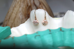 Children's rose gold and white shell earrings