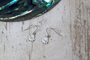 Children's silver and white shell earrings