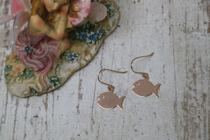 Children's rose gold fish earrings