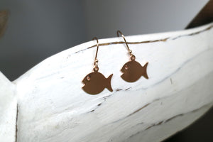 Children's rose gold fish earrings