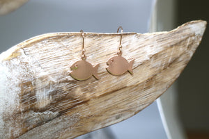 Children's rose gold fish earrings
