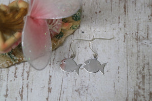 Children's rhodium silver fish earrings