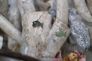 Children's rhodium silver fish earrings